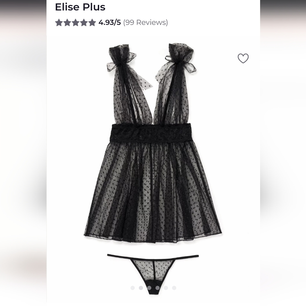 Sheer Black Babydoll + G String Panty. Plus Sized Sexy 1x NWT